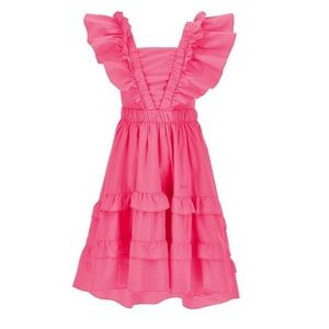 MonnaLisa Fuchsia Poplin dress with trim